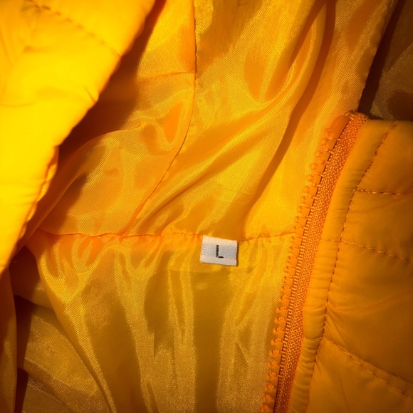 Kids Bright Yellow Quilted Hooded Vest Size L - Picture 2 of 5